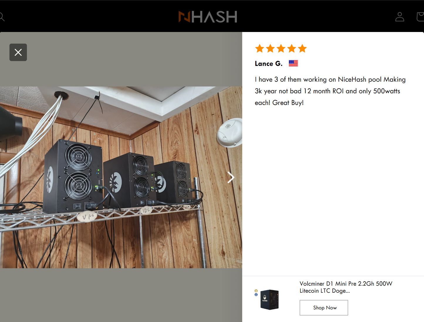 Volcminer D1 Mini 2.2Gh 500W Litecoin LTC Dogecoin DOGE Miner