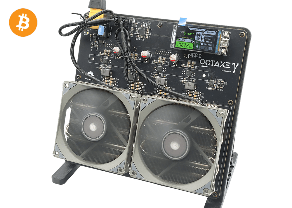 NerdOCTAxe 9.6Th 160W Bitcoin BTC Solo Miner Lottery Miner Black