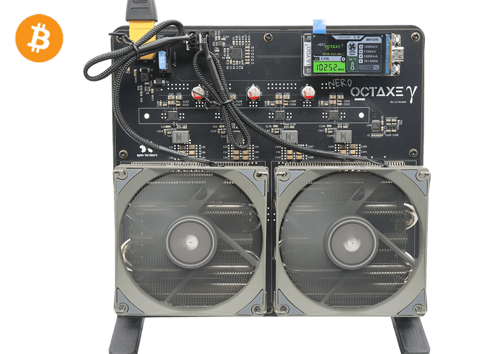 NerdOCTAxe 9.6Th 160W Bitcoin BTC Solo Miner Lottery Miner Black