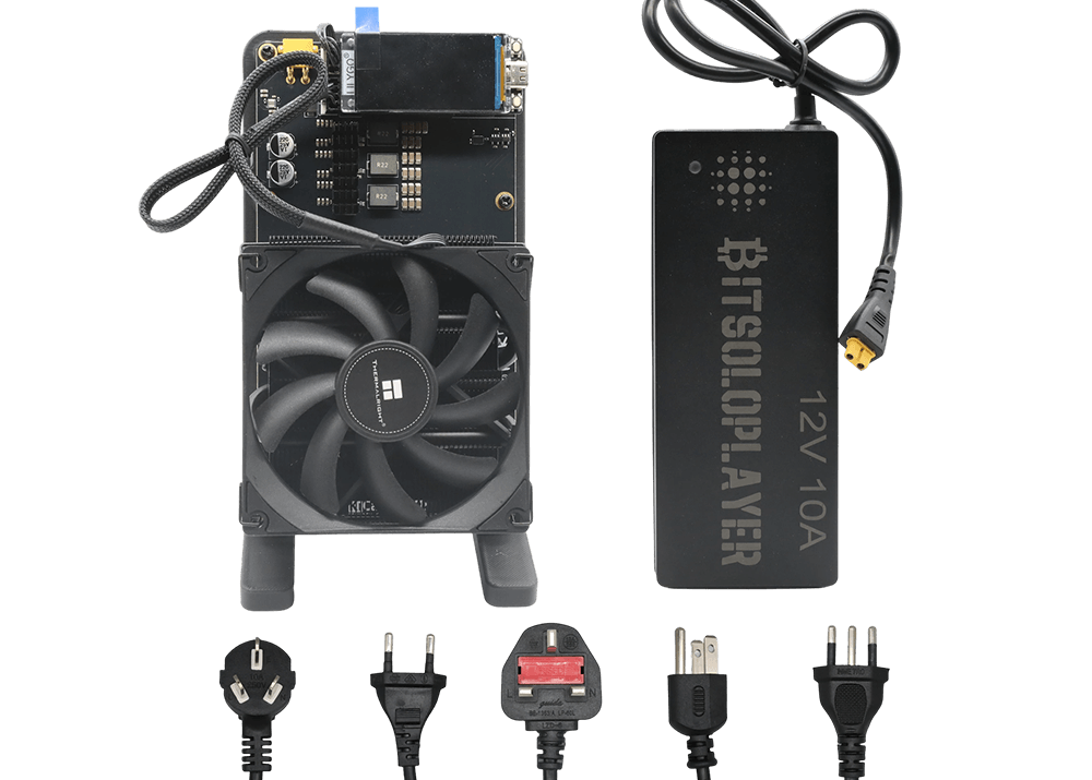 NerdQaxe++ Rev6.1 6Th 100W Bitcoin BTC Solo Miner Black