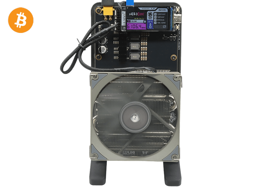 NerdQaxe++ Rev6.1 6Th 100W Bitcoin BTC Solo Miner Black