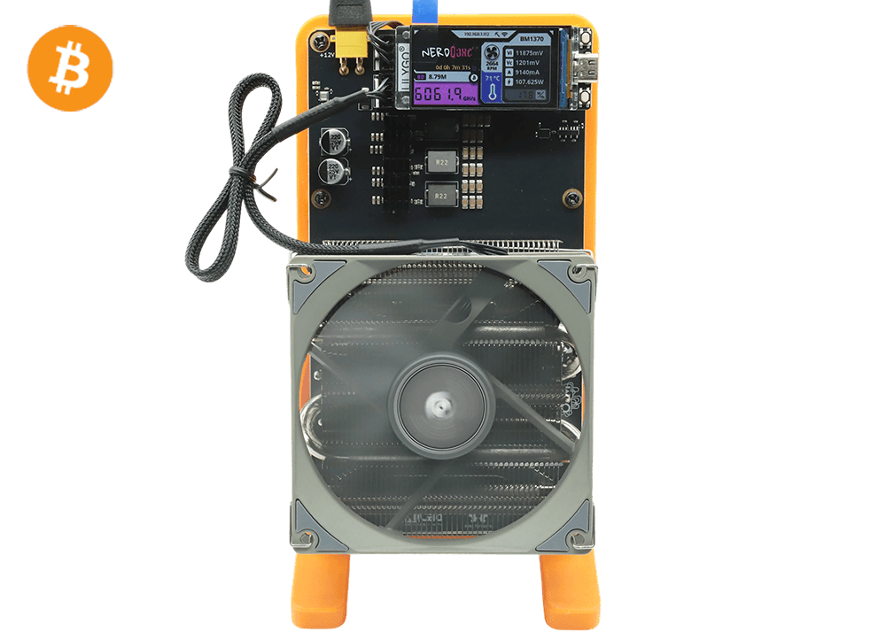 NerdQaxe++ Rev6.1 6Th 100W Bitcoin BTC Solo Miner Orange