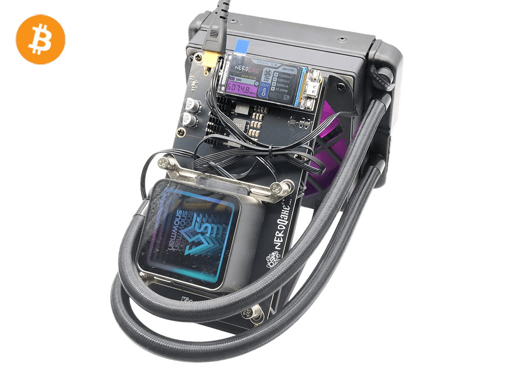 NerdQaxe++ Rev6.1 Hyd 6Th 100W Bitcoin BTC Solo Miner Black